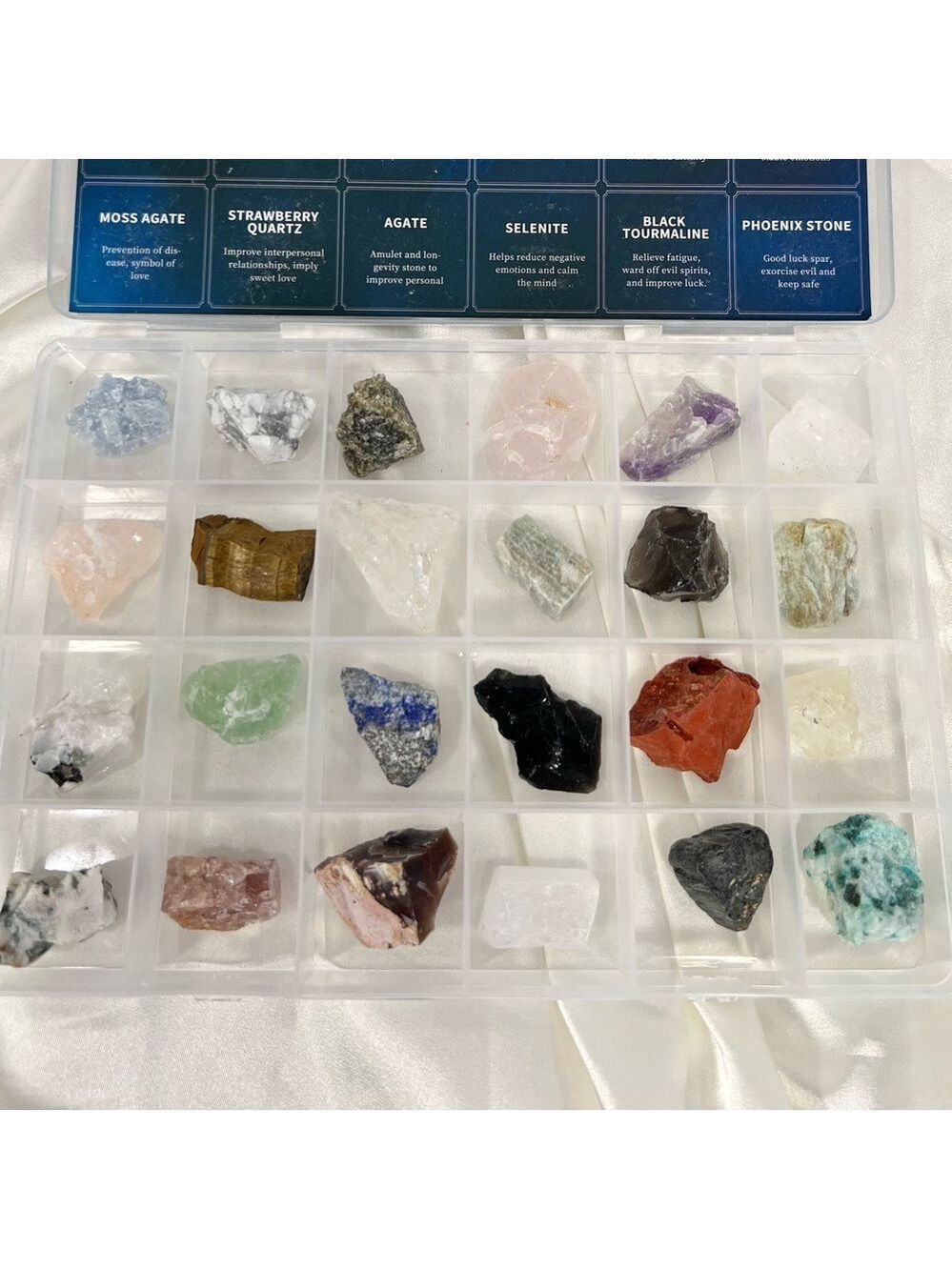 Rough Gemstone Rocks Collection Gift Set Box 24 Piece - Picture 3 of 7